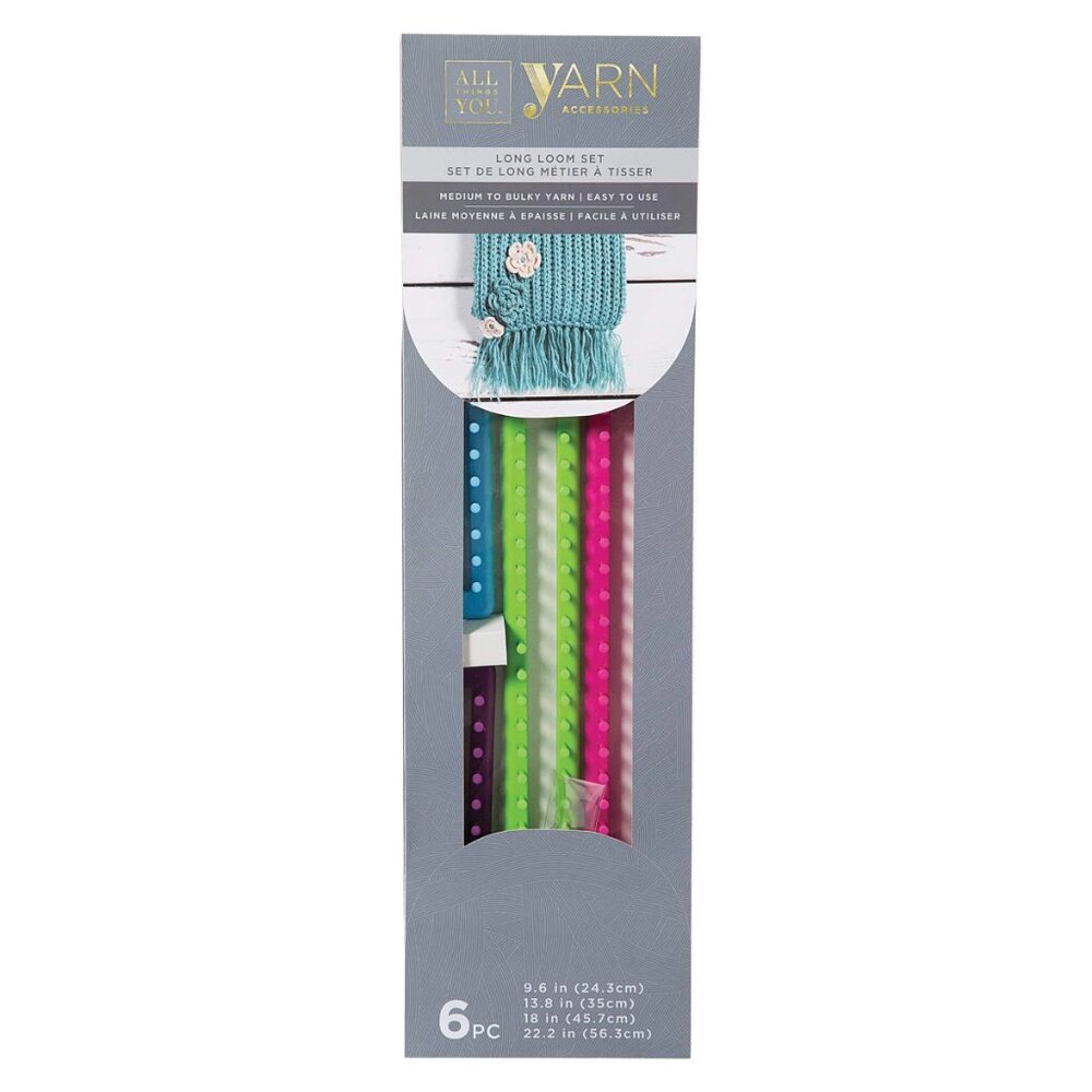 All Things You Yarn Accessories Long Loom Set 6 Piece 4 Looms, 1 Needle